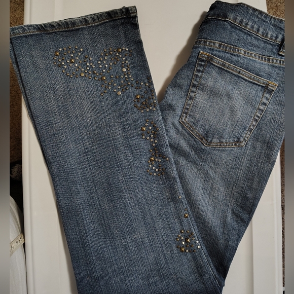 Coldwater Creek women's denim jeans,straight leg,high rise, studs,sz 10,Boho. - Picture 5 of 16